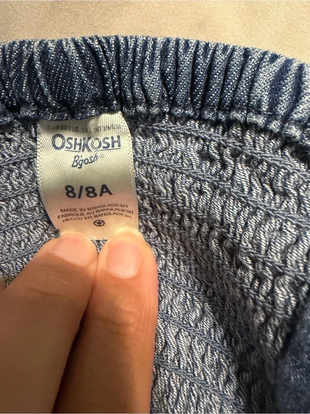 OshKosh 100% Cotton Denim Smocked Kids Dress size 8